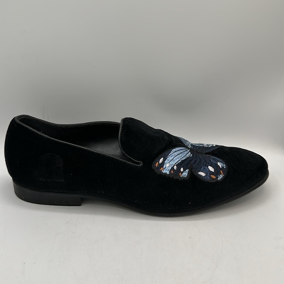 Aldo men’s Chaoswen embroidered butterfly black velvety slip-on shoes, size 7.5 main image 5